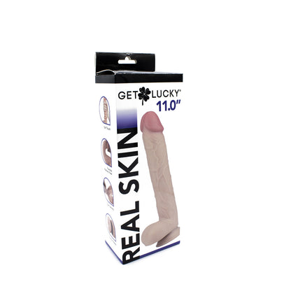 Get Lucky Real Skin 11" Dual Layer Dildo Light | 812024033205 | Available at EroticWarehouse.com