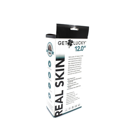 Get Lucky Real Skin 12" Dual Layer Dildo Light Brown | 812024033243 | Available at EroticWarehouse.com