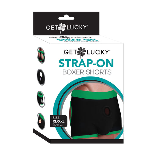 Get Lucky Strap-On Boxers Black/Green Xl/Xxl | 812024035018 | Available at EroticWarehouse.com
