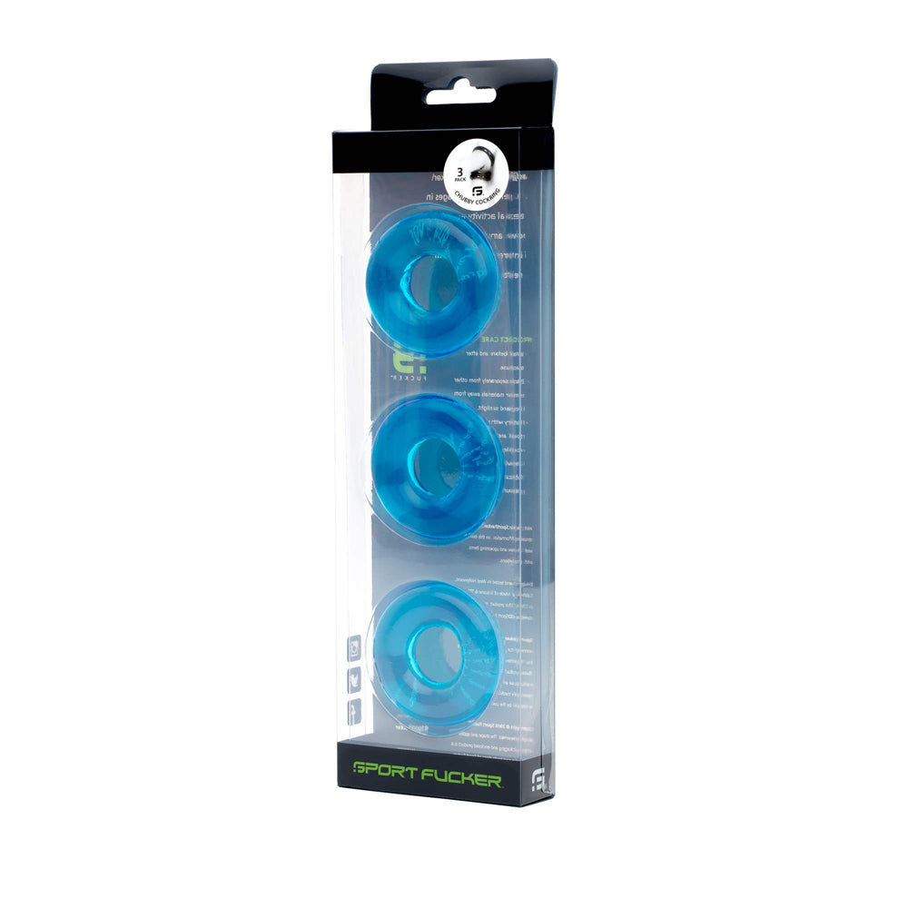 Sport Fucker Sf Rubber Cockring 3 Pack Ice Blue | 814137021599 | Available at EroticWarehouse.com