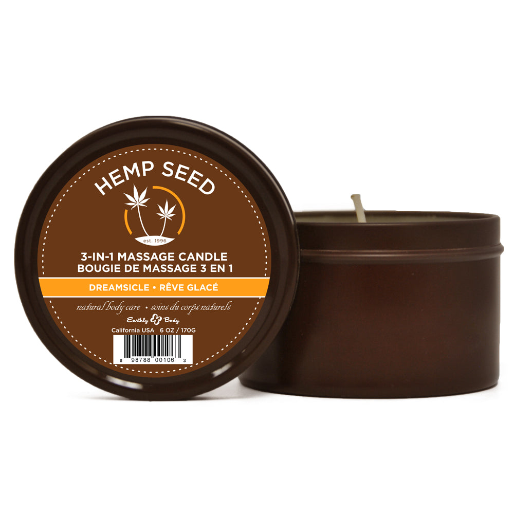 Hemp Seed 3-In-1 Massage Candle Dreamsicle 6 oz. | 814487020433 | Available at EroticWarehouse.com