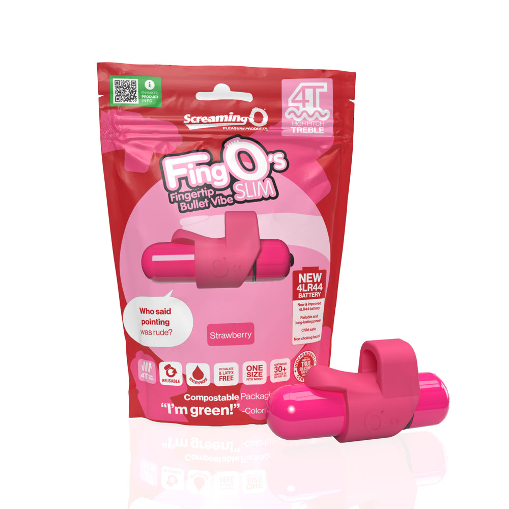 Screaming O 4T Fingo Slim Strawberry | 817483016042 | Available at EroticWarehouse.com