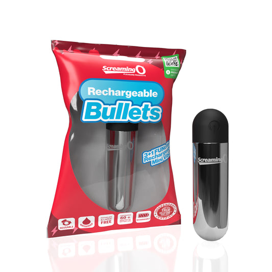 Screaming O Rechargeable Bullets Silver | 817483017407 | Available at EroticWarehouse.com
