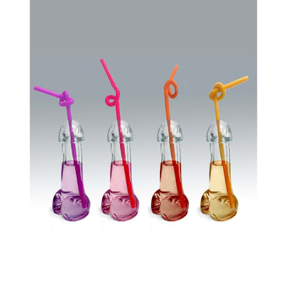 Glitterati Penis 6 oz. Drinking Glass 4 Pack | 817717011065 | Available at EroticWarehouse.com