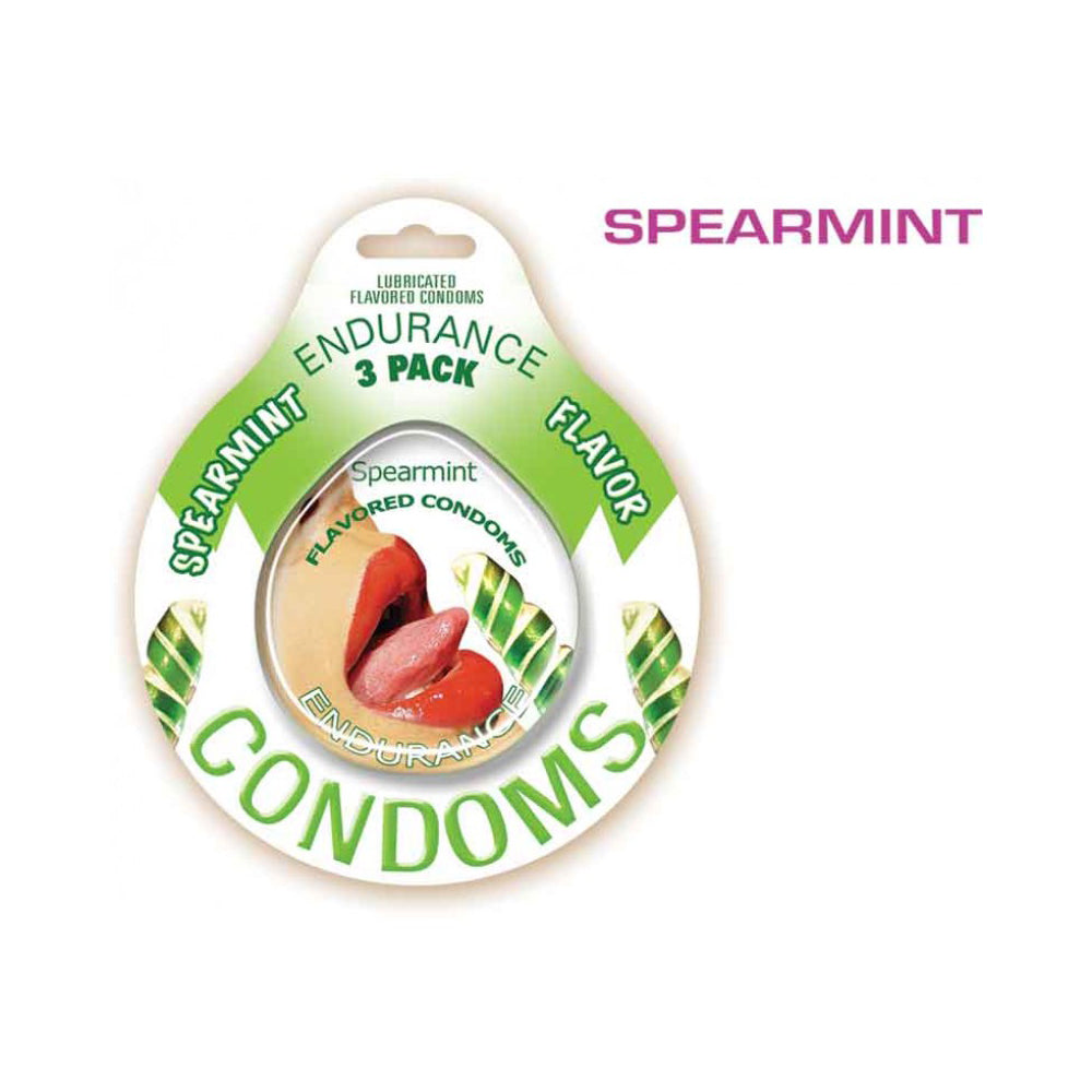 Endurance Condoms Spearmint 3Pk | 818631020898 | Available at EroticWarehouse.com