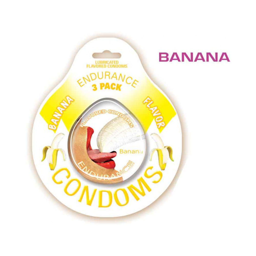 Endurance Condoms Banana 3Pk | 818631020904 | Available at EroticWarehouse.com
