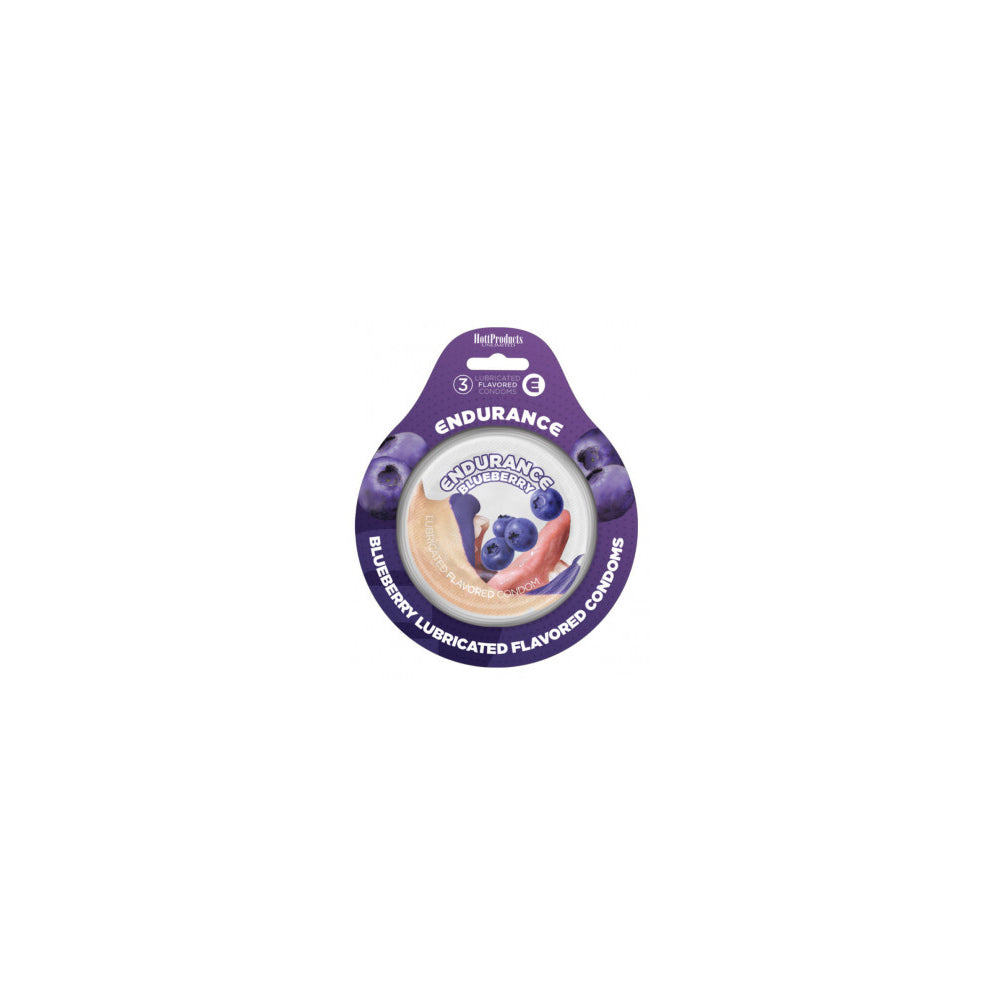 Endurance Flavored Condoms Blueberry 3Pk | 818631020973 | Available at EroticWarehouse.com