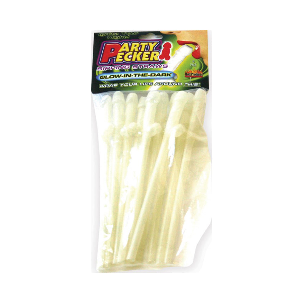 Party Pecker Glow Straws (10pc) | 818631021024 | Available at EroticWarehouse.com