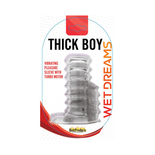 Thick Boy Vibrating Sleeve Clear | 818631028429 | Available at EroticWarehouse.com