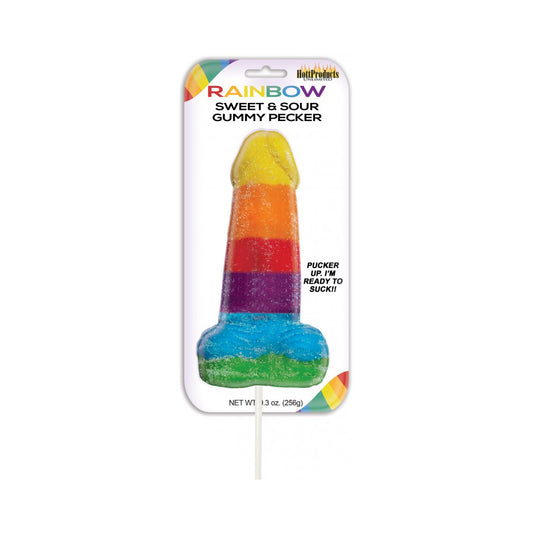 Sweet & Sour Jumbo Rainbow Gummy Cock Pop | 818631029761 | Available at EroticWarehouse.com