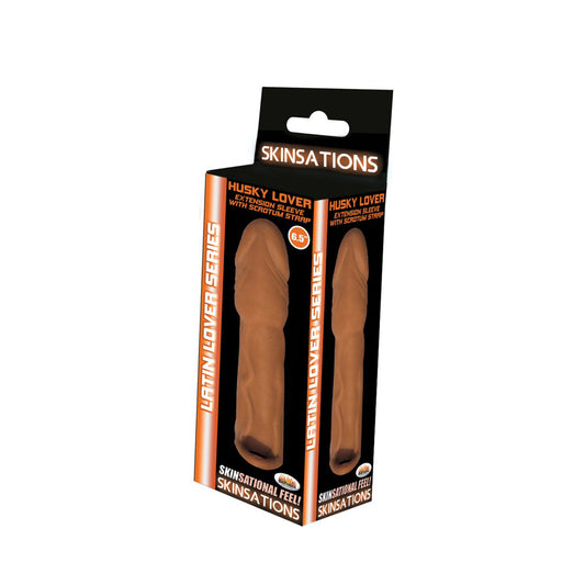 Skinsations Latin Lover Series Husky Lover Extension Sleeve With Scrotum Strap 6.5" | 818631030569 | Available at EroticWarehouse.com