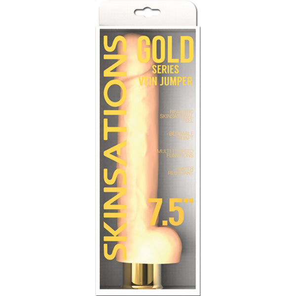 Skinsations Gold Series Vein Jumper 7.5" Vibrating Dildo | 818631031283 | Available at EroticWarehouse.com