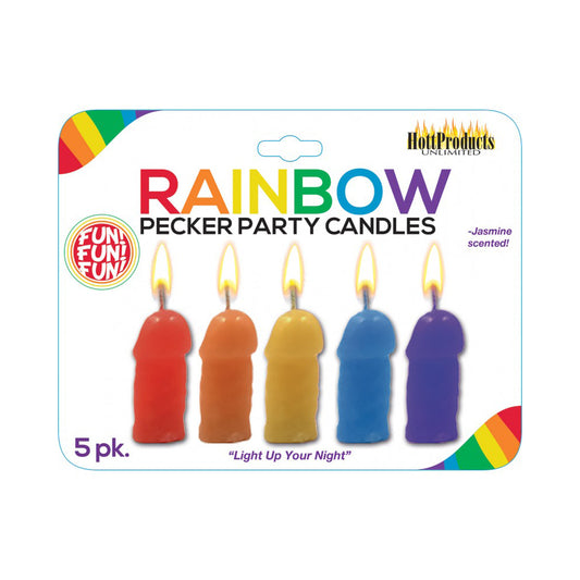Pecker Party Candles Assorted Colors 5Pk | 818631031429 | Available at EroticWarehouse.com