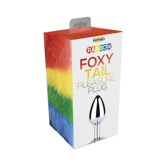 Rainbow Foxy Tail Butt Plug | 818631032426 | Available at EroticWarehouse.com