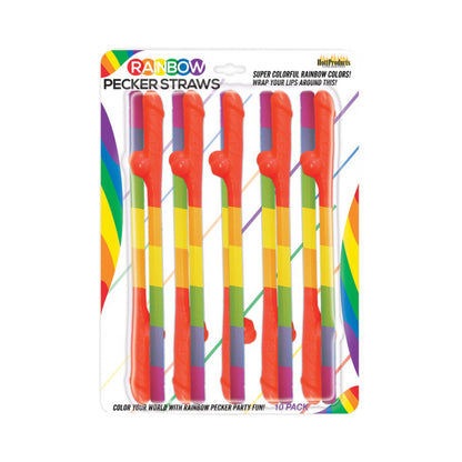 Rainbow Pecker Straws 10Pk | 818631032501 | Available at EroticWarehouse.com