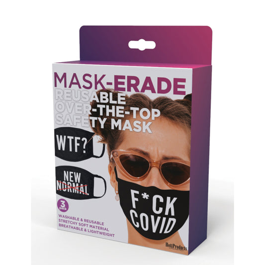 Maskerade Masks F Covid/Wtf?/New Normal-X 3Pk | 818631033256 | Available at EroticWarehouse.com