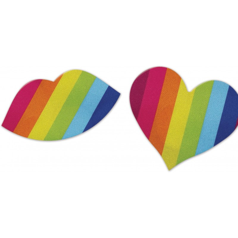 Nipplicious Rainbow Nipple Pasties 2Pk Hearts & Lips Shape | 818631033386 | Available at EroticWarehouse.com