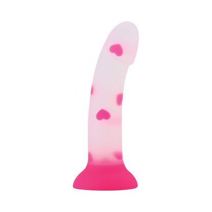 Sweet Sex Sweet Heart Silicone Dildo With Heart Print Pink 7" | 818631034215 | Available at EroticWarehouse.com
