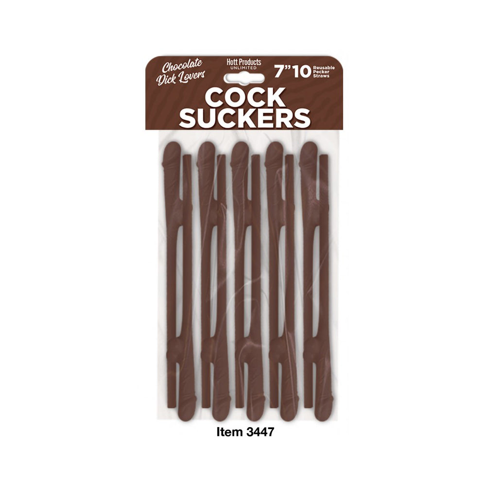 Cock Suckers Pecker Straws Chocolate Lovers 10Pk | 818631034475 | Available at EroticWarehouse.com