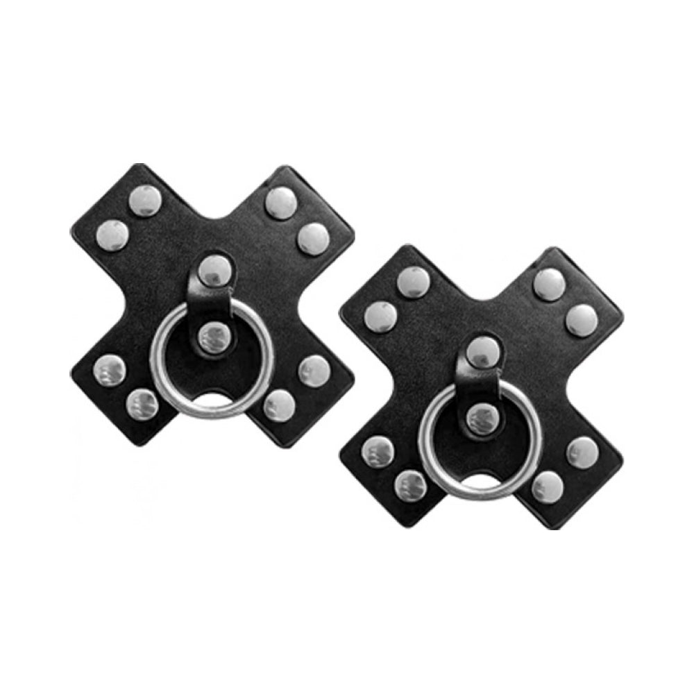 Nipplicious Seducer Leather Pasties With Ring Black | 818631034581 | Available at EroticWarehouse.com