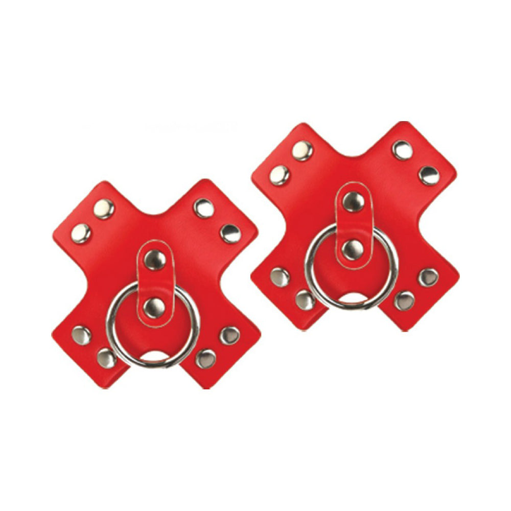 Nipplicious Seducer Leather Pasties With Ring Red | 818631034598 | Available at EroticWarehouse.com