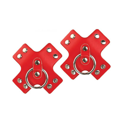 Nipplicious Seducer Leather Pasties With Ring Red | 818631034598 | Available at EroticWarehouse.com