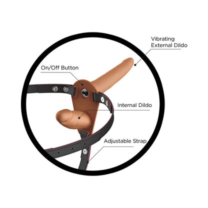 Skinsations Double Dickin Dual Purpose Strap On With Harness 10 Mode Vibration | 818631034758 | Available at EroticWarehouse.com