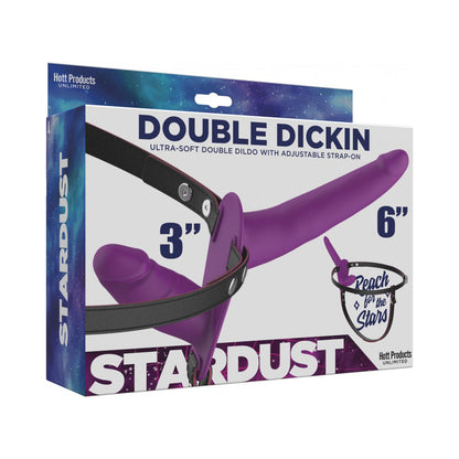 Stardust Double Dickin Dual Function Strap On With Harness Silicone Purple | 818631034765 | Available at EroticWarehouse.com