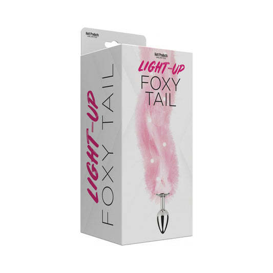 Foxy Tail Light Up Faux Fur Butt Plug With Multicolored Light Pattern Pink | 818631034802 | Available at EroticWarehouse.com