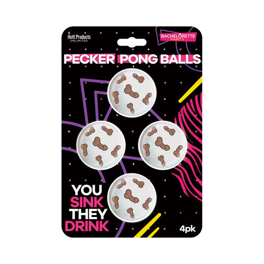 Pecker Beer Pong Balls 4Pk | 818631035397 | Available at EroticWarehouse.com