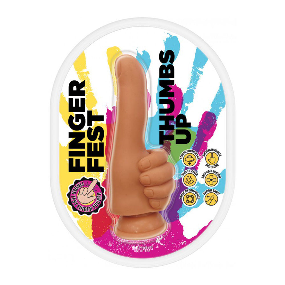 Finger Fest Thumbs Up Dildo Tan | 818631037216 | Available at EroticWarehouse.com