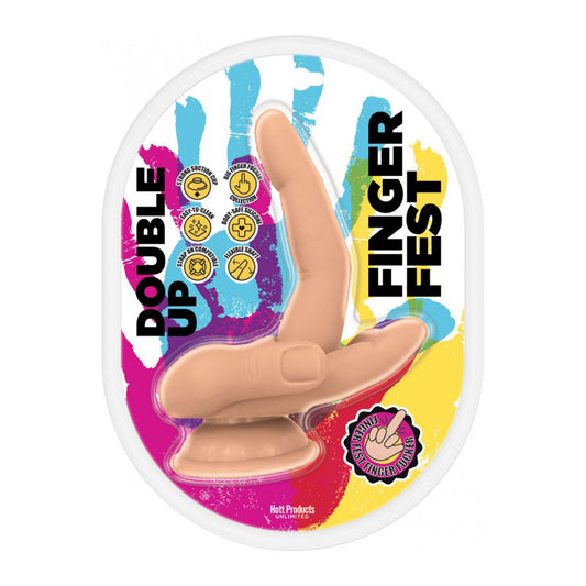 Finger Fest Double Up Dildo Flesh | 818631037261 | Available at EroticWarehouse.com