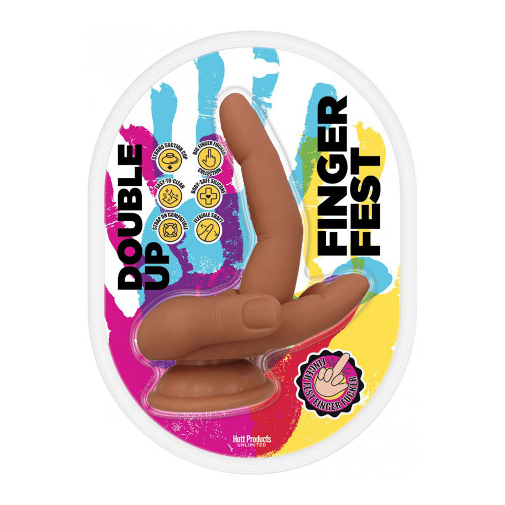Finger Fest Double Up Dildo Tan | 818631037278 | Available at EroticWarehouse.com