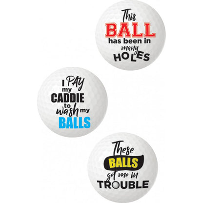 Balls Deep Funny Slogan Golf Balls Assorted 3Pk | 818631037353 | Available at EroticWarehouse.com