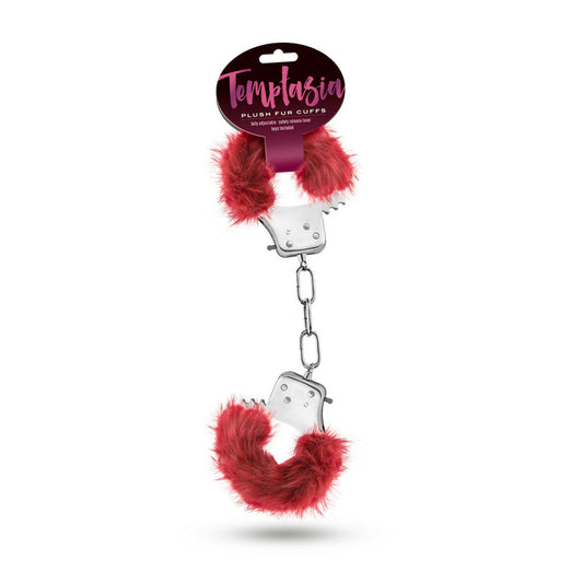 Temptasia Plush Fur Cuffs Burgundy | 819835020042 | Available at EroticWarehouse.com