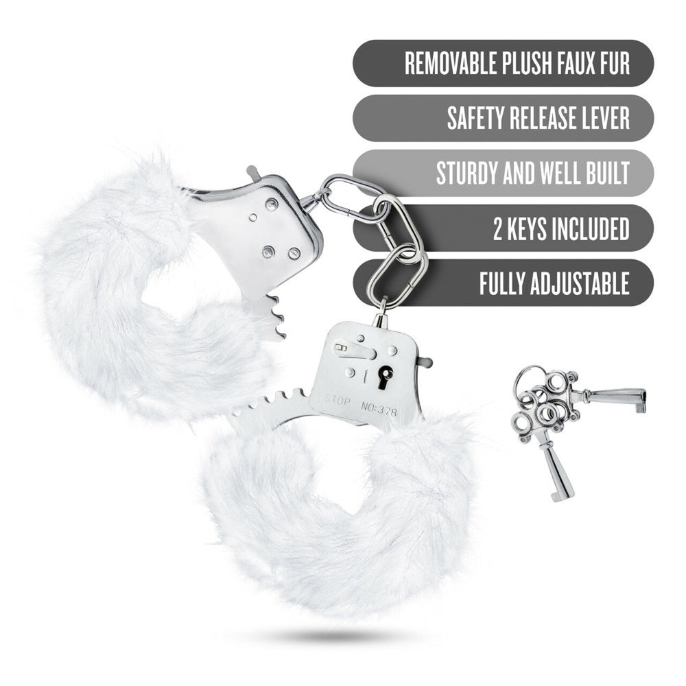 Temptasia Plush Fur Cuffs White | 819835020059 | Available at EroticWarehouse.com