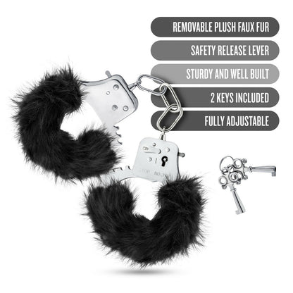 Temptasia Plush Fur Cuffs Black | 819835020066 | Available at EroticWarehouse.com