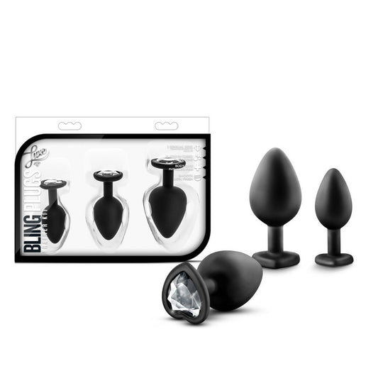 Luxe Bling Plugs Training Kit Black With White Gems | 819835020714 | Available at EroticWarehouse.com
