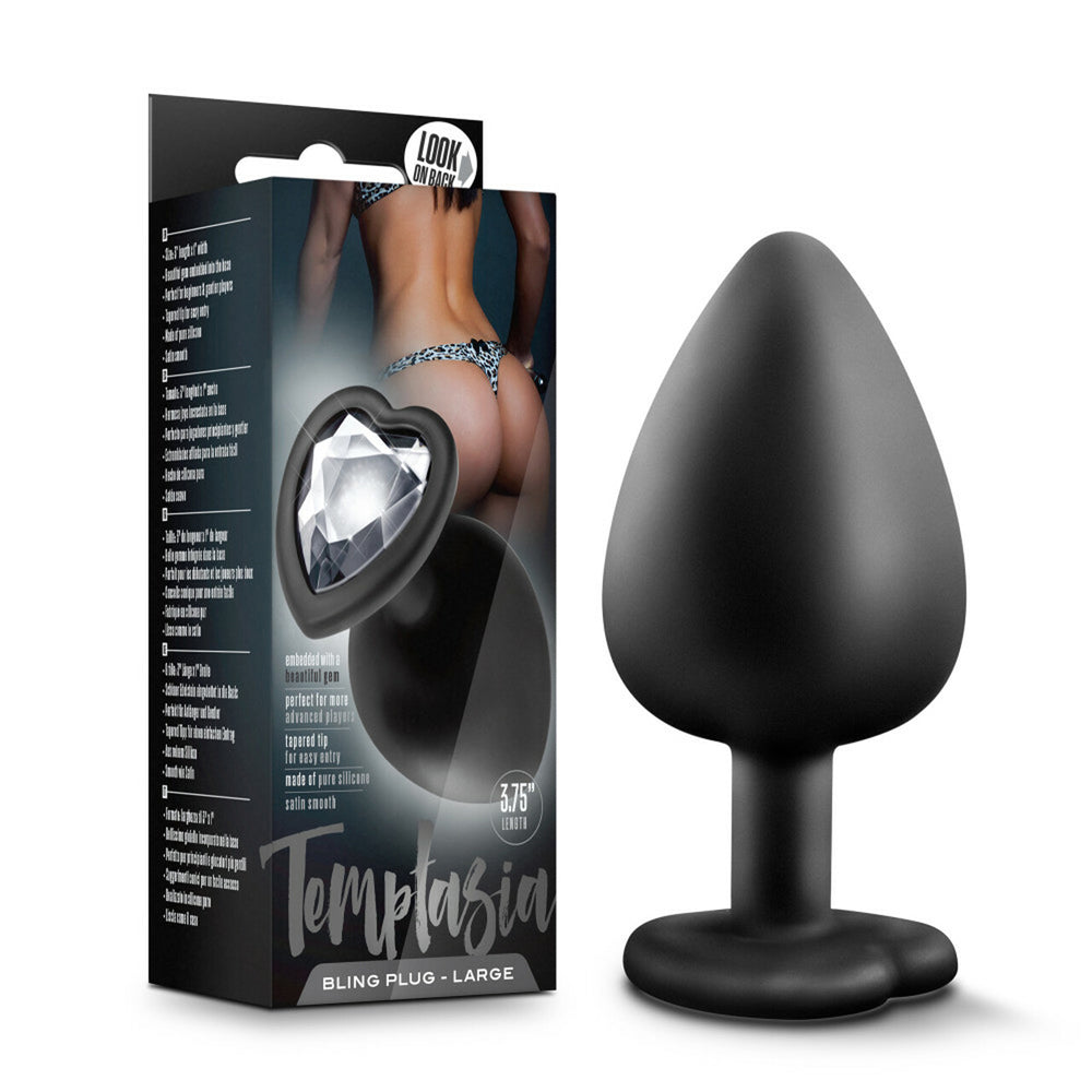Temptasia Bling Plug Large Black | 819835020769 | Available at EroticWarehouse.com