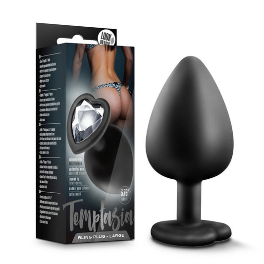 Temptasia Bling Plug Large Black | 819835020769 | Available at EroticWarehouse.com