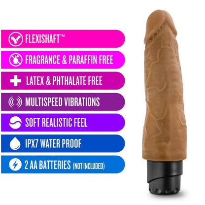 Dr. Skin Cock Vibe 14 8" Vibrating Cock Mocha | 819835021254 | Available at EroticWarehouse.com