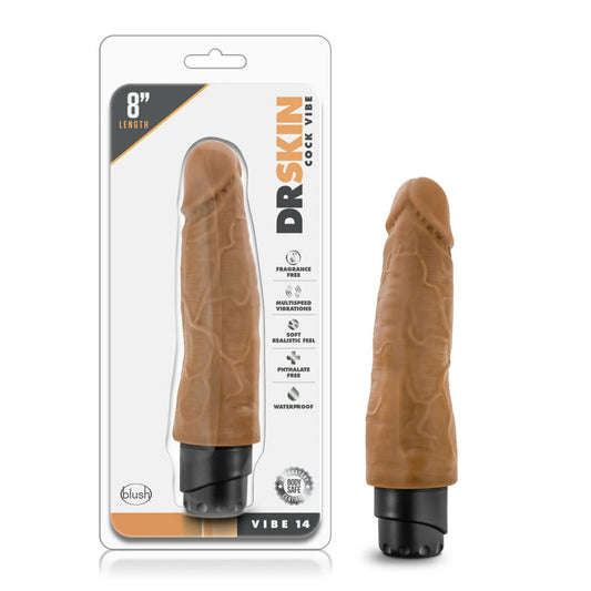 Dr. Skin Cock Vibe 14 8" Vibrating Cock Mocha | 819835021254 | Available at EroticWarehouse.com