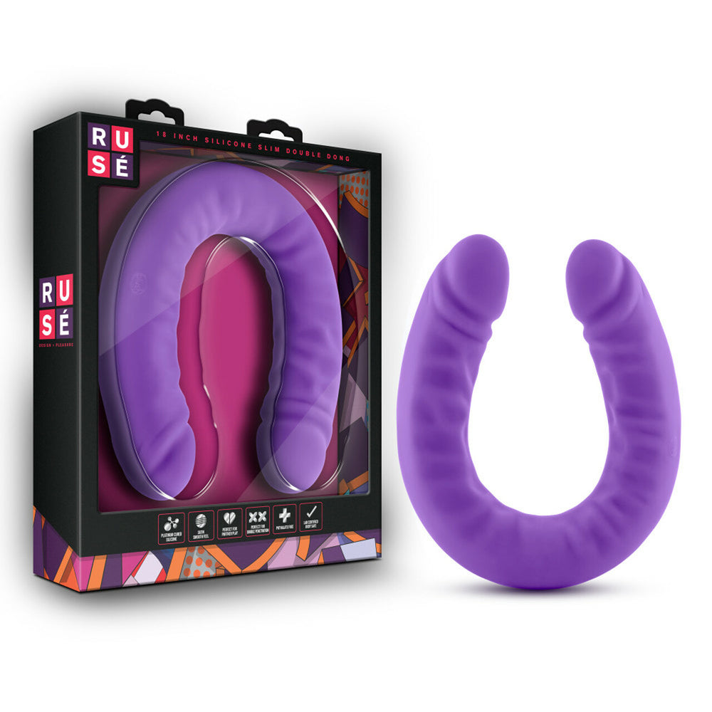 Ruse 18" Silicone Slim Double Dong Hot Purple | 819835021582 | Available at EroticWarehouse.com