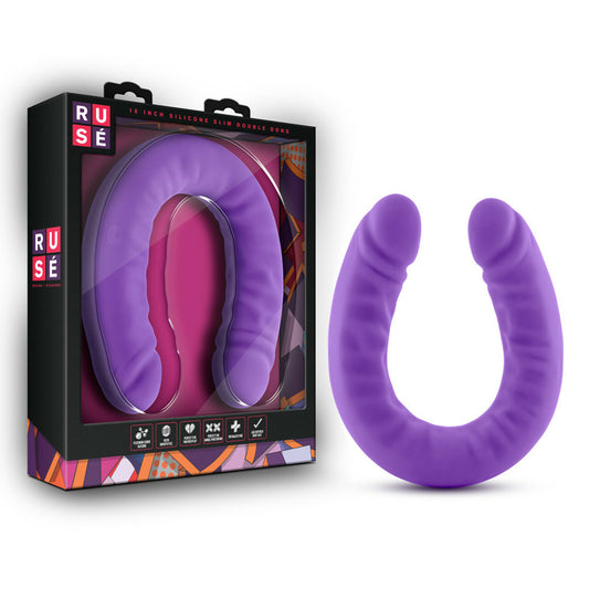 Ruse 18" Silicone Slim Double Dong Hot Purple | 819835021582 | Available at EroticWarehouse.com