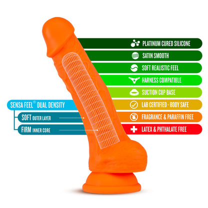 Neo Elite 7.5" Silicone Dual Density Cock With Balls Neon Orange | 819835022091 | Available at EroticWarehouse.com