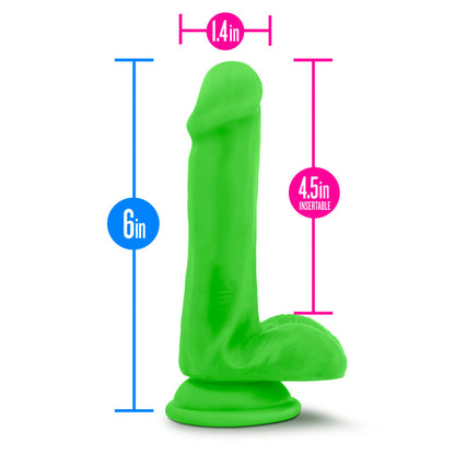 Neo Elite 6" Silicone Dual Density Cock With Balls Neon Green | 819835022152 | Available at EroticWarehouse.com