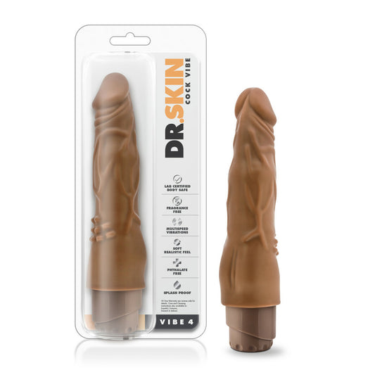Dr. Skin Cock Vibe 4 8" Vibrating Cock Mocha | 819835022251 | Available at EroticWarehouse.com
