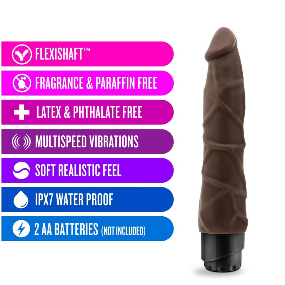 Dr. Skin Cock Vibe 1 9" Vibrating Cock Chocolate | 819835022268 | Available at EroticWarehouse.com