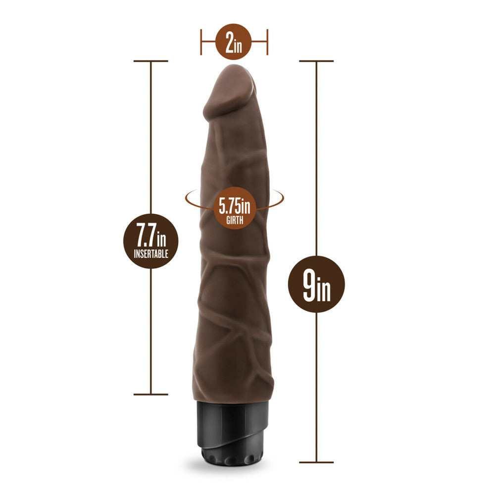 Dr. Skin Cock Vibe 1 9" Vibrating Cock Chocolate | 819835022268 | Available at EroticWarehouse.com