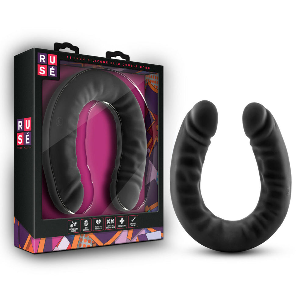 Ruse Silicone Double Headed Dildo 18" Black | 819835022558 | Available at EroticWarehouse.com